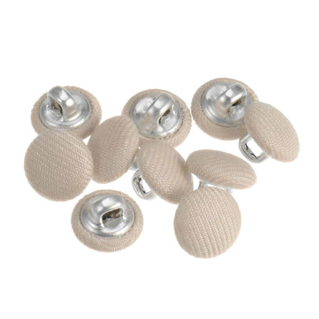 10pcs Fabric Cloth Covered Button 10/15/18mm Metal Shank Round Sewing Buttons for Suits Dress Shirt Coat Clothing Decor