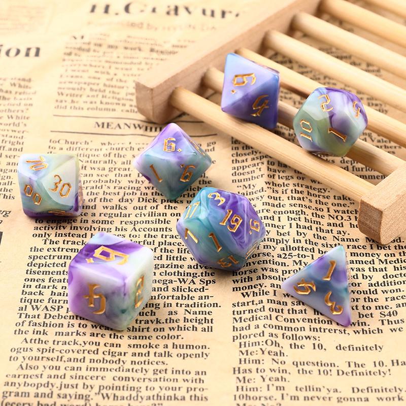 7Pcs/Set Four-Color Multi-Sided Digital Dice Set Running Group Game Dice