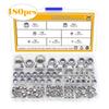 180Pcs Nylon Lock Nut Set DIN985 Lenny Metal Lock Nut Box M3M4M5M6-M12