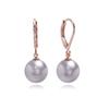 E455 10mm Light Gray Pearl Rose Gold Leverback Earrings