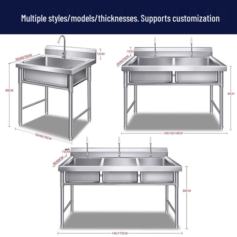 Сверхтолстая кухонная мойка из нержавеющей стали 304 с одной чашей