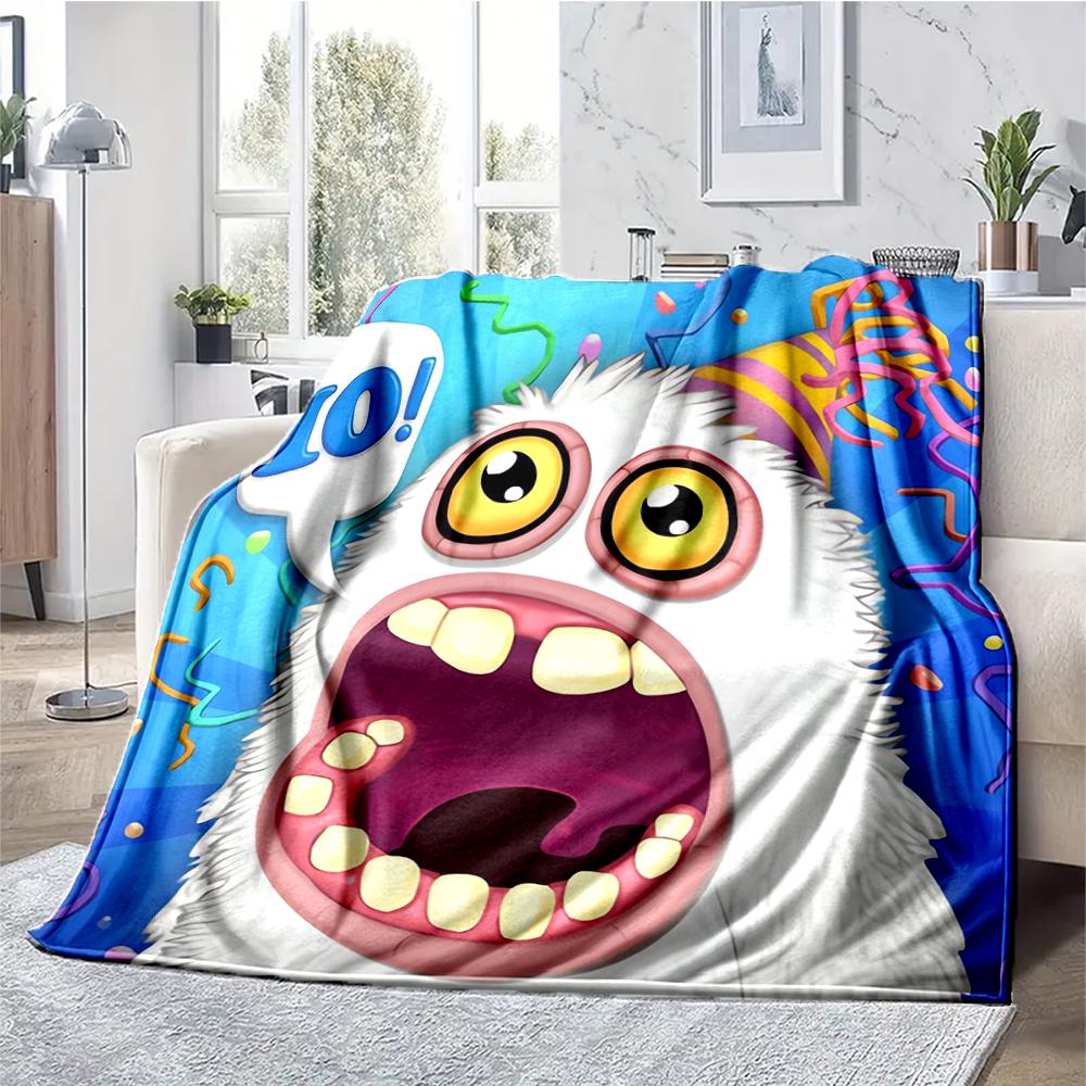 My Singing Monsters Playground Theme Printed Blanket - Perfect for Couch, Bed, Travel & Outdoor Use | Machine Washable, Cozy & Durable.