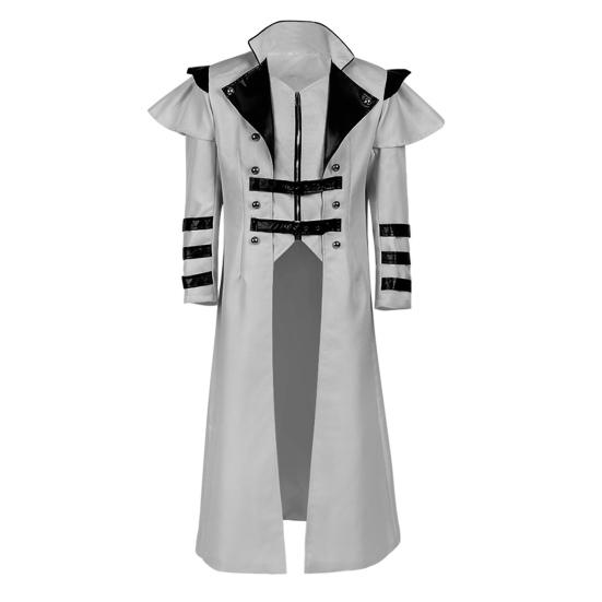 Мужское пальто в стиле ретро, ​​средневековая королевская готика, стимпанк, косплей, соответствующий цвет, с лацканами, с длинным рукавом, сценический костюм, куртка с разрезом на Хэллоуин