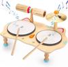 Wooden Musical Toy Infant Drum Set Kids Musical Instrument 6 In 1 Baby Toy Music Percussion Instrument Age Boys and Girls Birthday Gift Learning Toys
