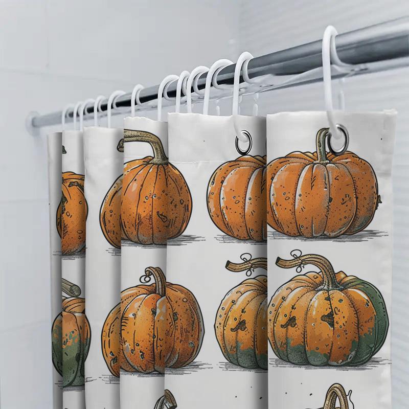Художественная шторка для душа с тыквамиДекоративные принадлежности для ванной комнаты для осеннего сезонаДоступны различные размеры