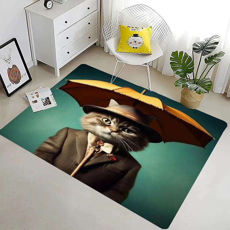 Забавный кот 3D-печать Большие ковры для дома Гостиная Детская спальня Диван Придверный коврик Кухонные коврики Противоскользящий Декор