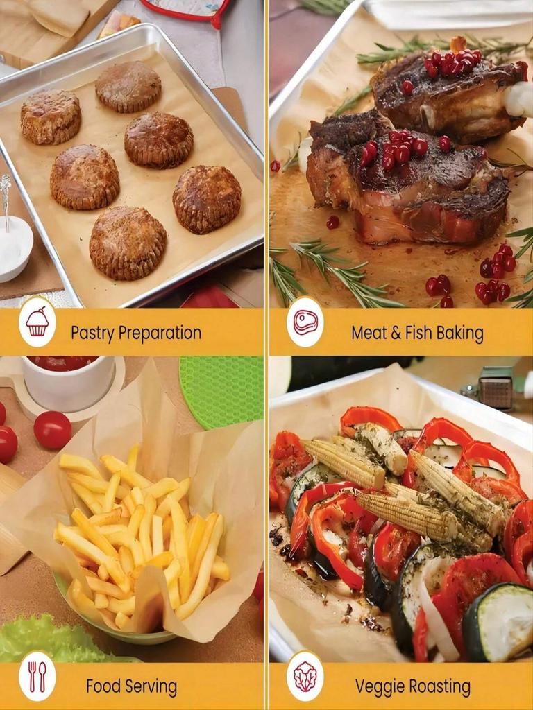 30/50/100pcs Parchment Paper Baking Sheets Non-Stick Precut Baking Parchment Baking Paper for Baking Grilling Air Fryer Bread