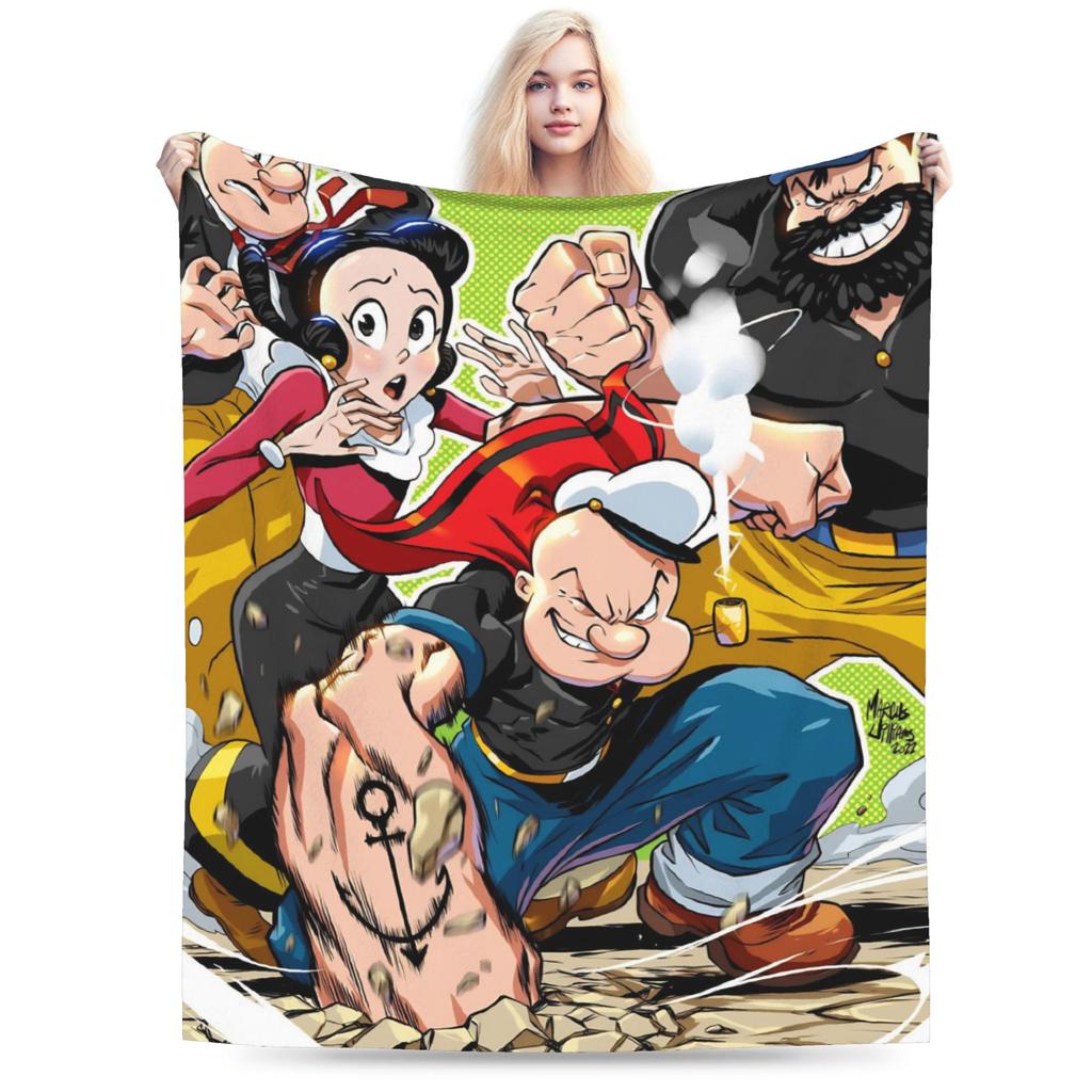 Popeye Blanket Fleece Relax Super Soft Throw Blankets for Home Quilt