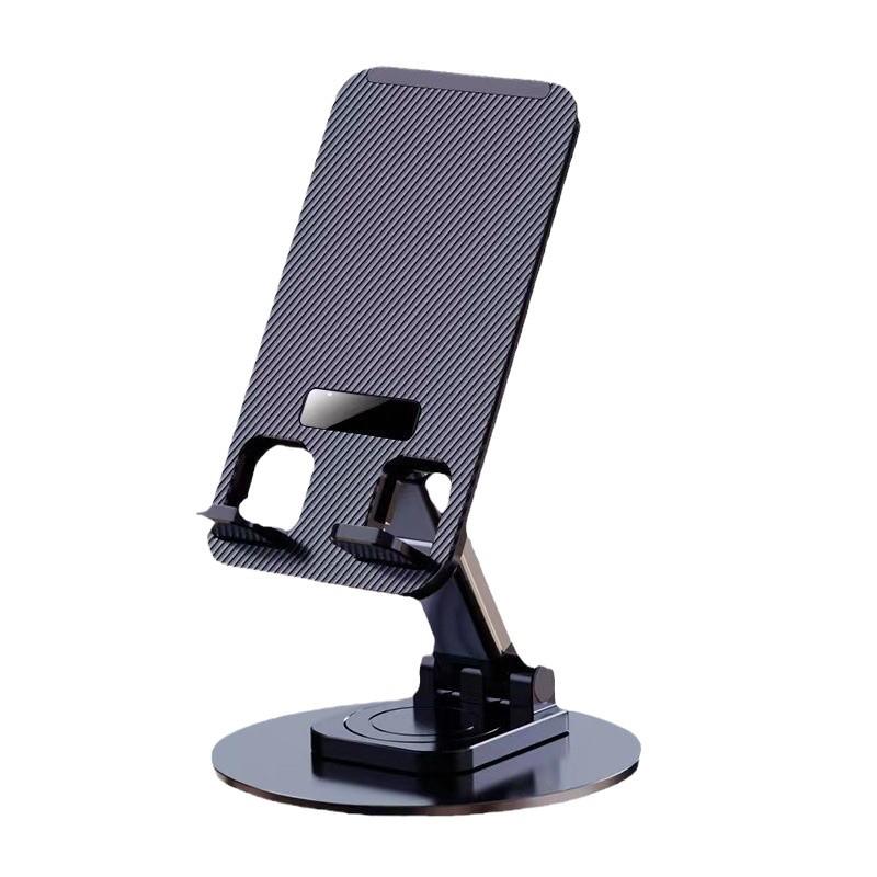 Round Metal Rotating Phone Holder - Portable Desktop Stand for Live Broadcasts, Lazy Person Design, Gift with Logo.