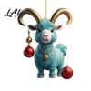 Goat Car Hanging Ornaments 2D Acrylic Inch Farm 3.15 Christmas Ornament Animal Xmas Tree Lightweight Crafts Decoration for Rear View Mirror