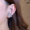 111 silver needle super flash zircon flower earrings light luxury high-end full diamond petal stud earrings femininity versatile earrings