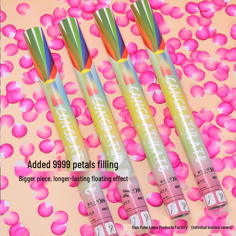 Wedding Petal Rain Confetti Cannon - Hand-Twisted Ribbon Spray for Wedding Photos