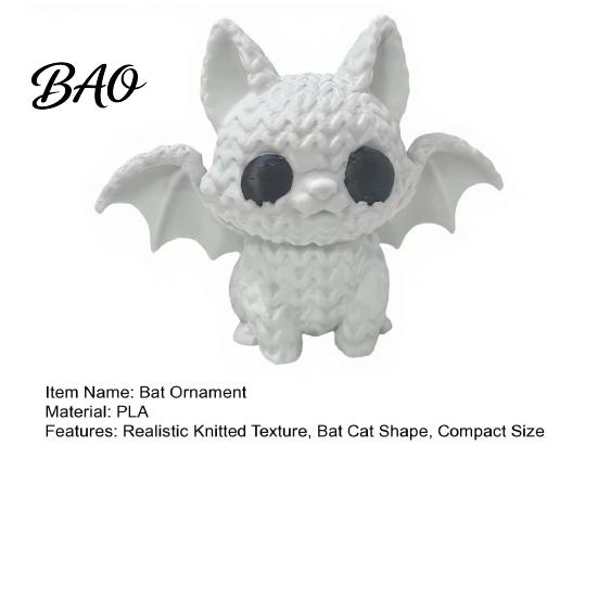 Bookshelf Bat Ornament Festive Halloween Ornament, Knitted Texture Cat Design Figure, Figure Mini Size Sculpture for Party Desk Shelf Decor