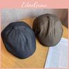 Fashion Color Solid Retro Leather Cap Women Autumn Spring Sunlight Protection