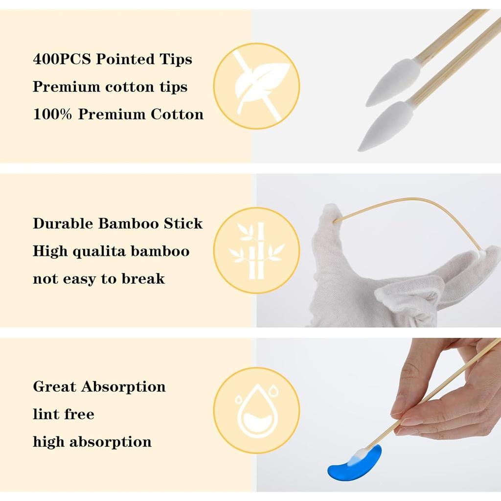 6-дюймовый заостренный и круглый длинный ватный тампон, высокоабсорбирующие аппликаторы с ватным наконечником, для нанесения макияжа на масляной основе и средства для снятия макияжа