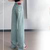High Waist Light Color Wide Leg Jeans Women Summer New Embroidery Loose Straight  Pants