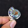 Multi Shade Ammonite Fossil Ring 925 Sterling Silver Ring Latest Design Jewelry Adjustable Ring Handmade Real Gemstone Ring Engagement Gifts
