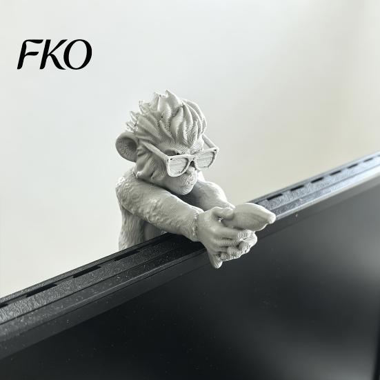Fine Workmanship Decor Cool Monkey Figurine Computer Monitor Decor, Funny Statue Ornament, Decorative Bedroom Decoration Piece with Banana