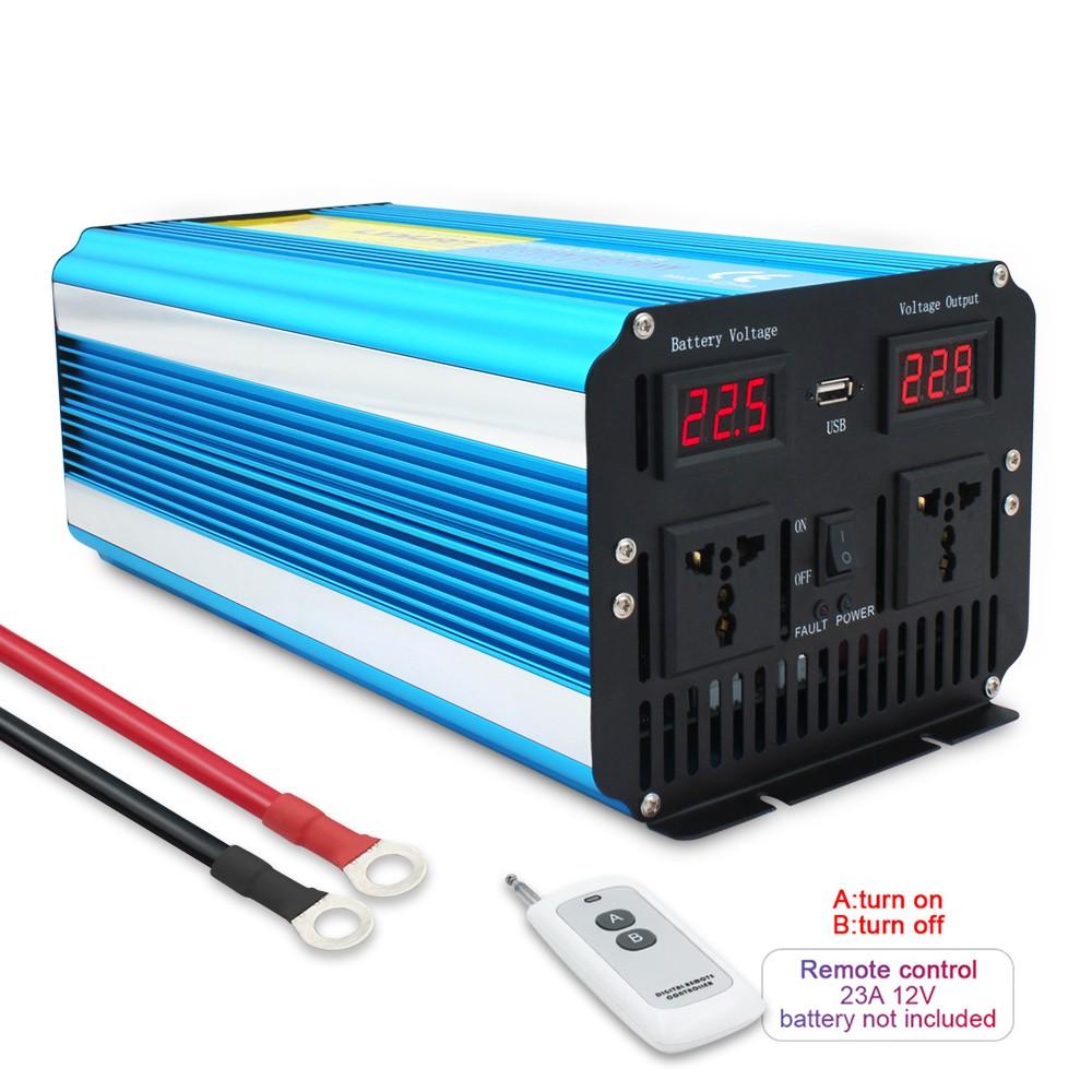 Инвертор чистой синусоиды, беспроводной пульт дистанционного управления, 12 В/24 В постоянного тока в 220 В переменного тока, 3500 Вт/7000 Вт, преобразователь напряжения с двойной розеткой переменного тока, 220 В, инвертор для кемпинга
