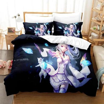 3D Принт Аниме Re Zero Рем Рам Эмилия Постельный Комплект Пододеяльник Комплект Постельного Белья Покрывало Наволочка Одеяло Кинг Сайз Квин Сайз Мальчики Взрослые