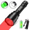 Hunting Flashlight Red/Green/White Torch Tactical Lantern LED Flashlight USB Rechargable Predator Handheld Torch 5-Mode Lamps