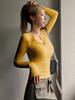 European and American Hot-Selling Slim Fit Half-Button Long Sleeve T-Shirt for Women