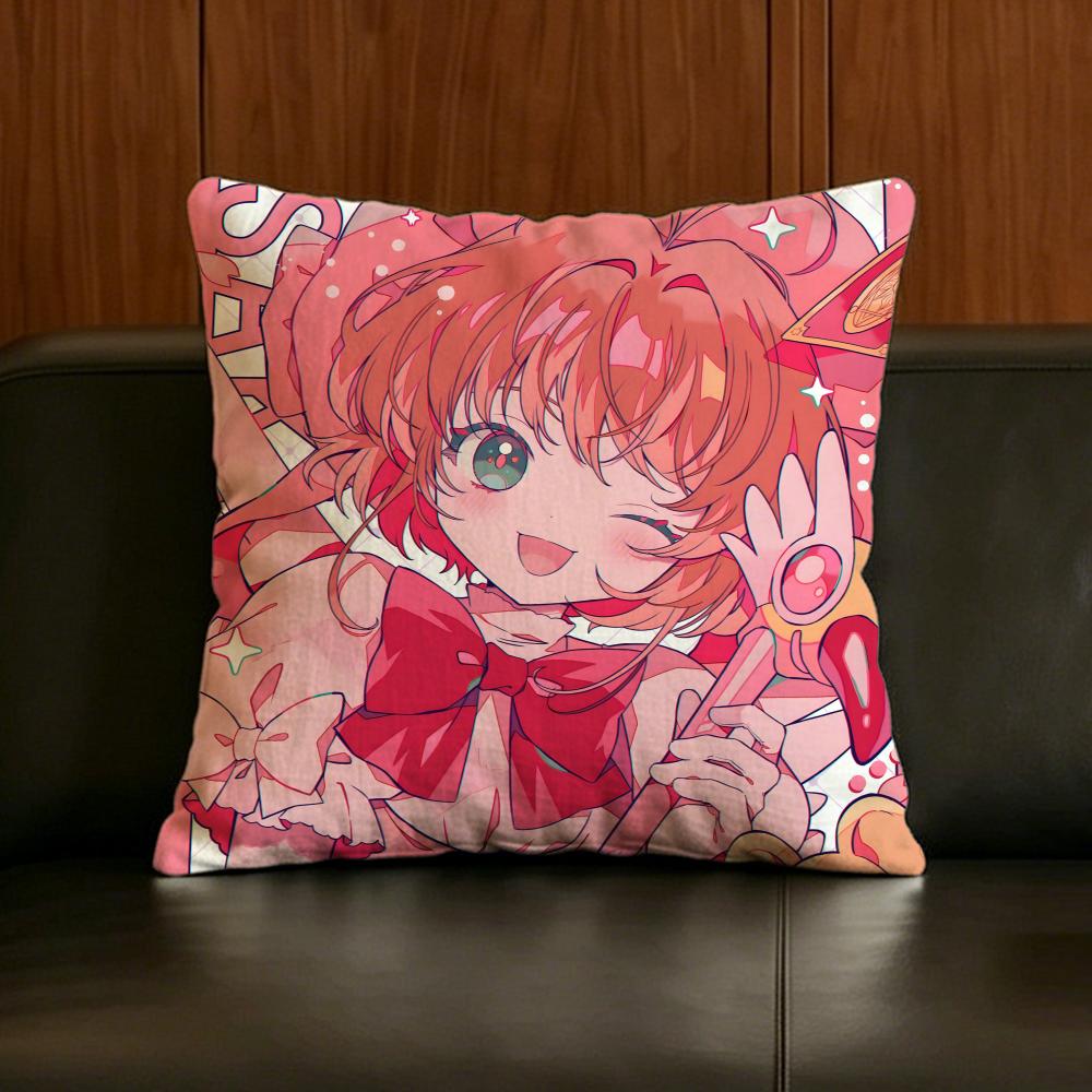 Anime Cardcaptor Sakura Cushion Cover Natural Linen Pillowcase Set AllinOne Decor for Sofa Bedroom Chair