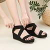 Designer Sandals Women 2024 Summer Roman Casual Office Wedges Sandals Fashion Black High Heels Thick Sole Ladies Plus Size Shoes