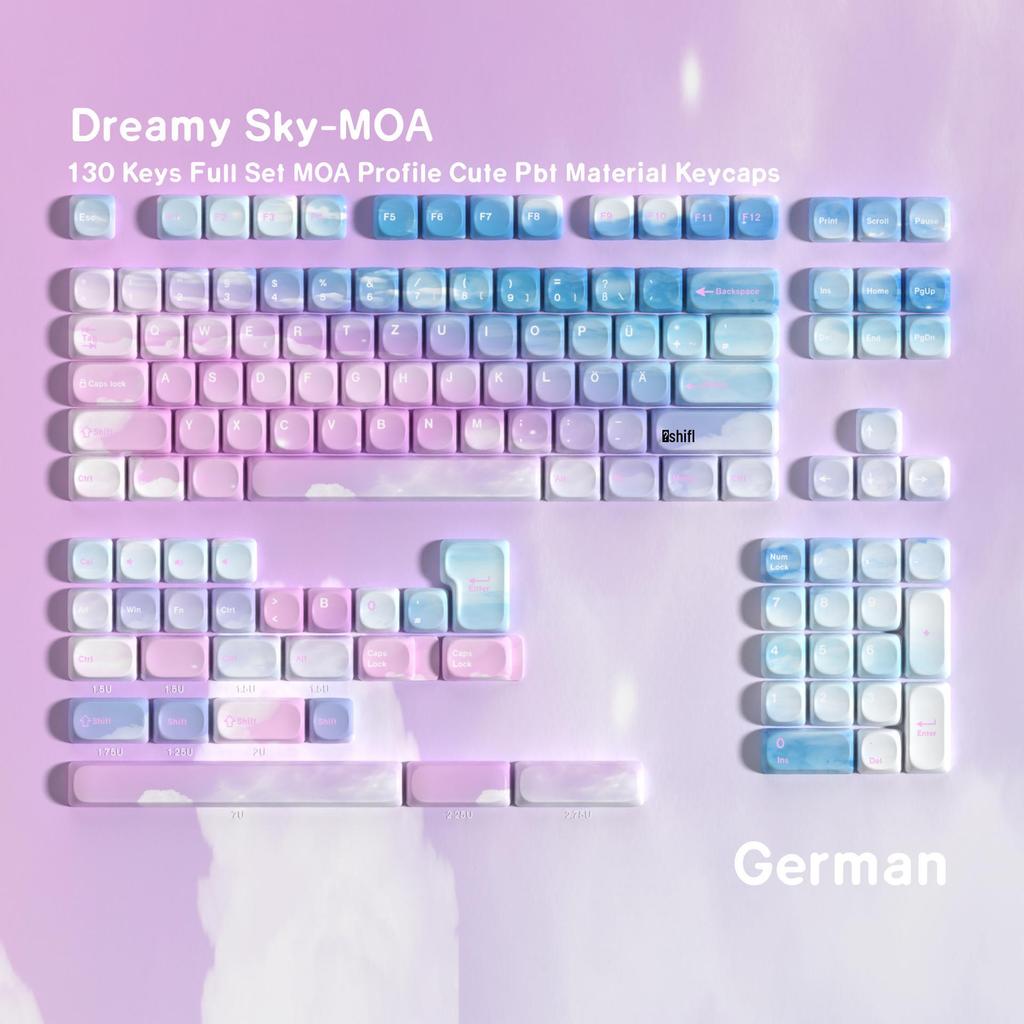 MOA Sky PBT Keycaps с сублимационной печатью: Арабский, Корейский, Немецкий, Французский, Испанский, Бразильский, Русский, Языки меньшинств