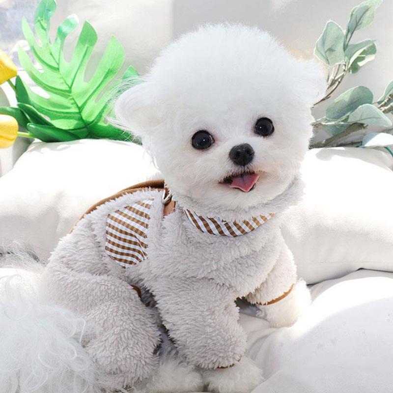 Warm Fleece Puppy Dog Jumpsuit for Small Dogs Winter Pet Clothes with Buckle Pomeranian Poodle Overalls Mascotas Cat Clothing