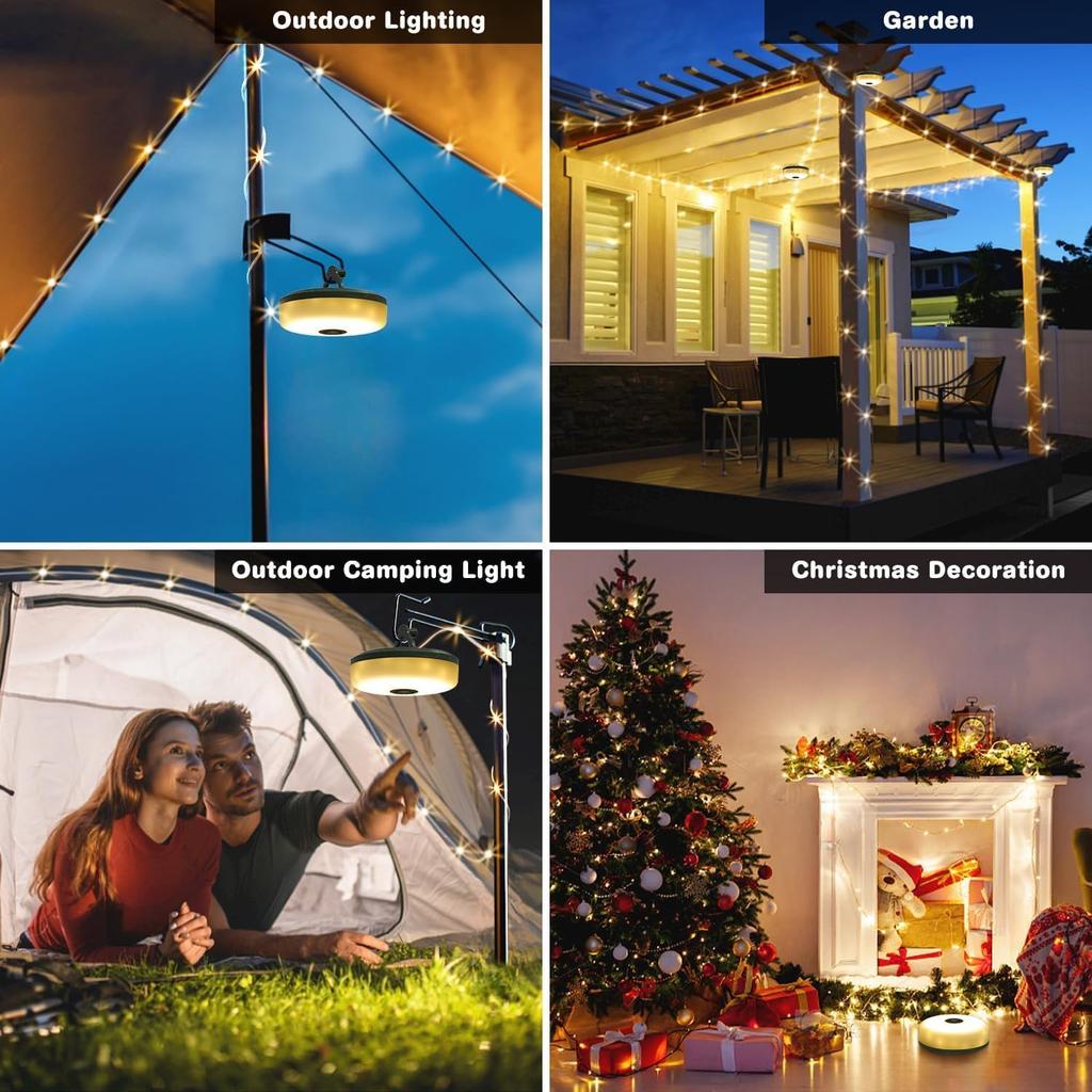 4-in-1 LED Camping Lamp Strip USB Rechargeable Atmosphere 10M Length Waterproof Light String Garden Decoration Tent Flashlight