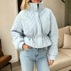 Женская стеганая пуховая куртка с цветочным принтом, свободный крой, пояс на завязках, воротник-стойка, теплая зимняя куртка
