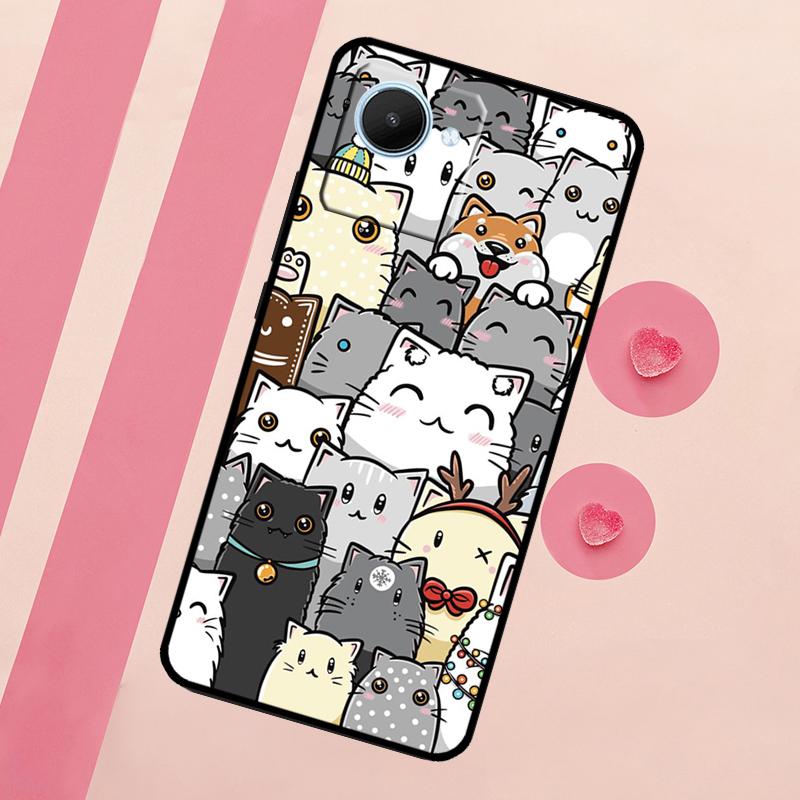 Забавные милые кошки Для Realme C67 C75 C63 C61 C71 C55 C51 C65 C53 10 11 12 13 14 15 Pro Plus GT6 GT7 Pro Чехол
