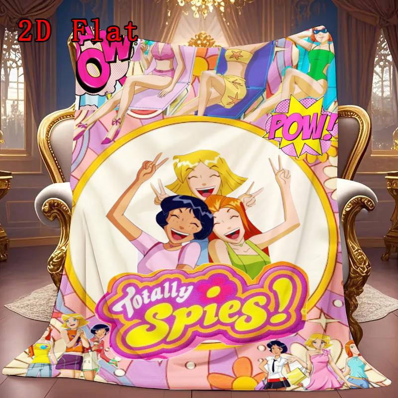 Totally Spies 2D Flat Pattern Flannel Blanket High quality All Seasons Warmth and Comfort Perfect for Christmas Gifts.