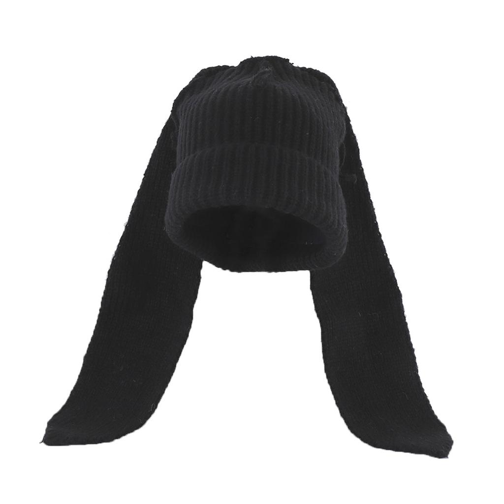 Winter Warm Cap Knitted Hat with Rabbit Ears Breathable Soft Crochet Beanie Women Headdress Outdoor Activity Headgear