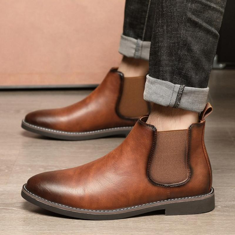 Luxury Brand Boots for Men Classic Chelsea Boots Fashion Business Dress Boot British Style Leather Boots Casual High Top Booties