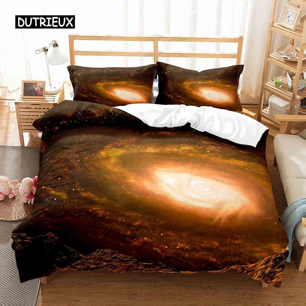 Пододеяльник Hubble King Size Queen Размер Звездное Небо Комплект Постельного Белья Яркий Космический Пейзаж Наволочка Долговечный Полиэстер