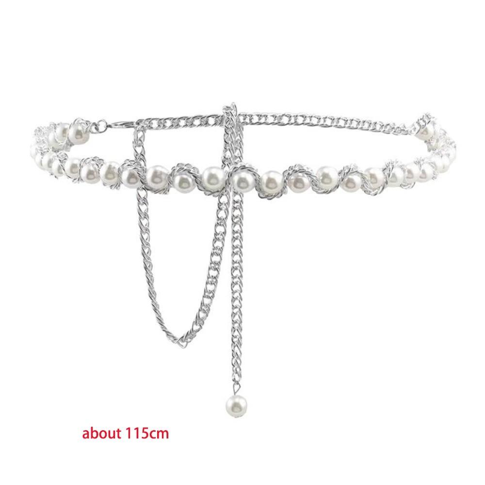 Elastic Buckle Pearl Waist Chain Pearl Decoration Pearl Belt Accessory Dress Accessories