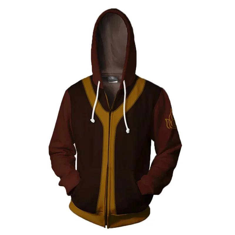 NP Last Airbender APPA Cosplay Zipper Up Hooded Sweatshirt Casual Hoodie Anime AVATAR Costume Thin Jacket