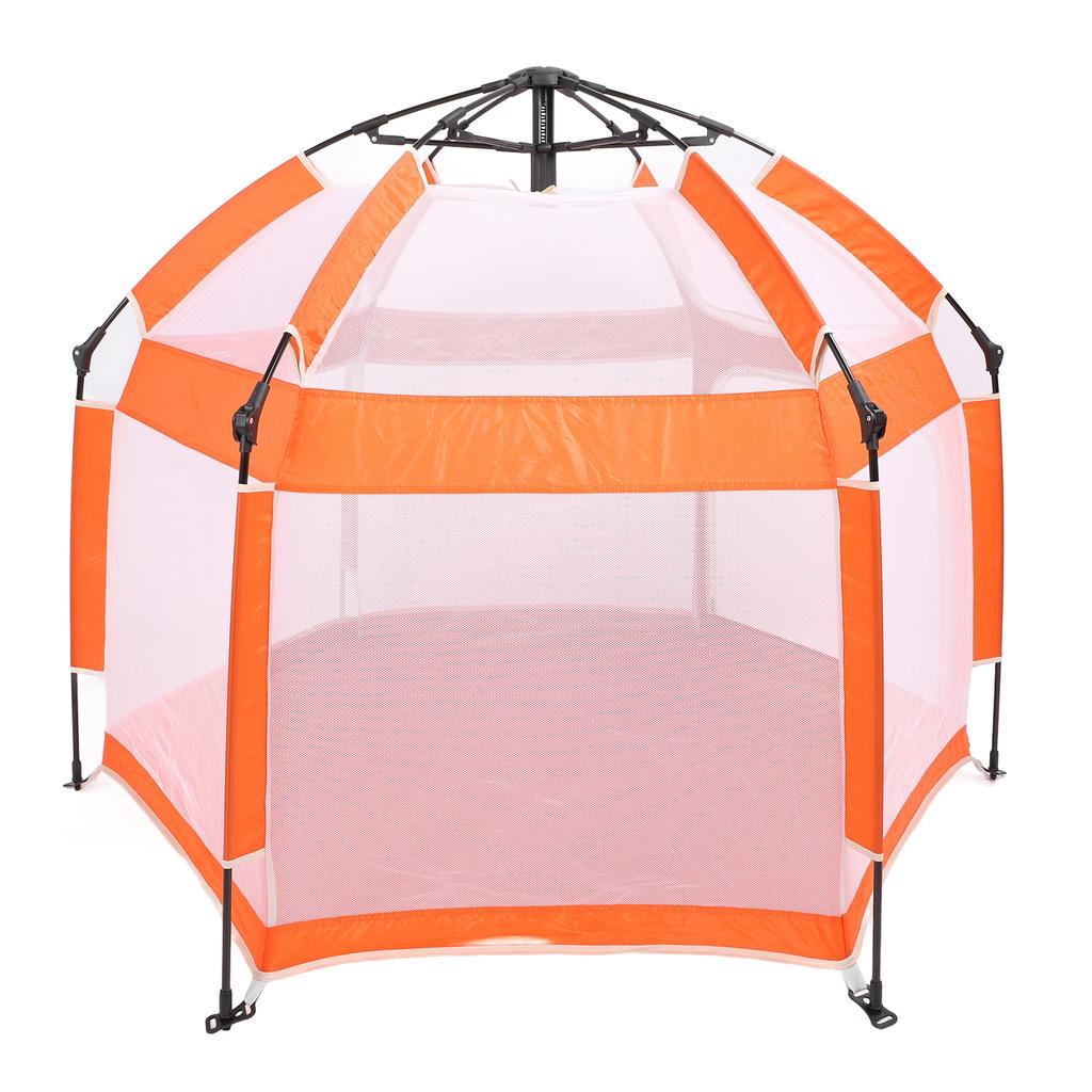 Popup Playpen Tent Roomy Foldable Portable Baby Fence for Indoor Outdoor Yard Beach Use Orange