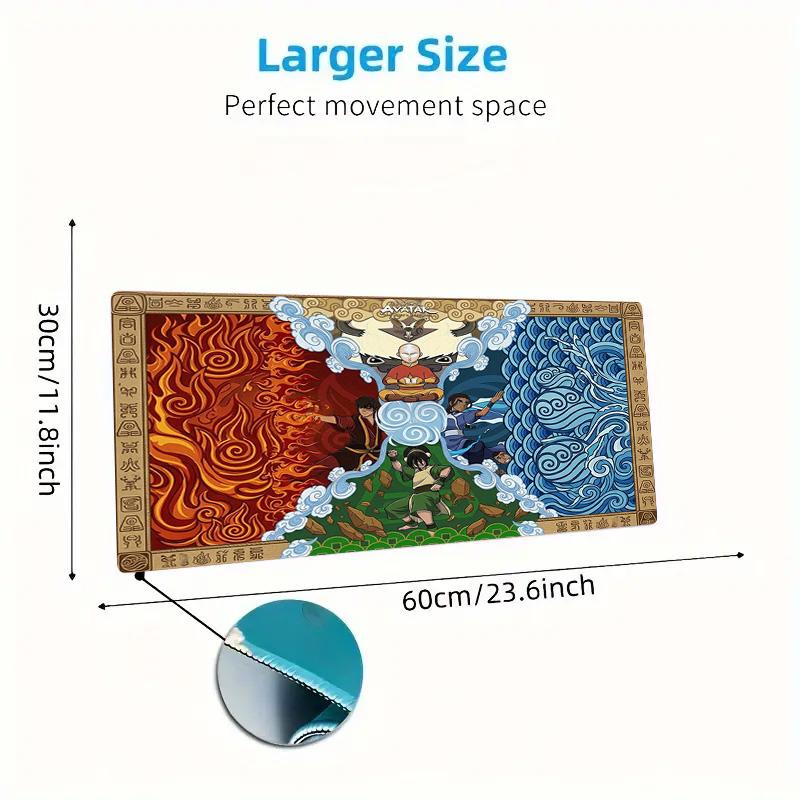 Avatar The Last Airbender Color Mouse Pad Large Gaming Table Cushion Non-slip Laptop Tablet Big Mousepad XXL Mat Mini PC Playmat With Lock edge