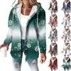 Hoodies For Women Winter Warm Sweatshirt Button Drawstring Hooded Print Jacket Coat
