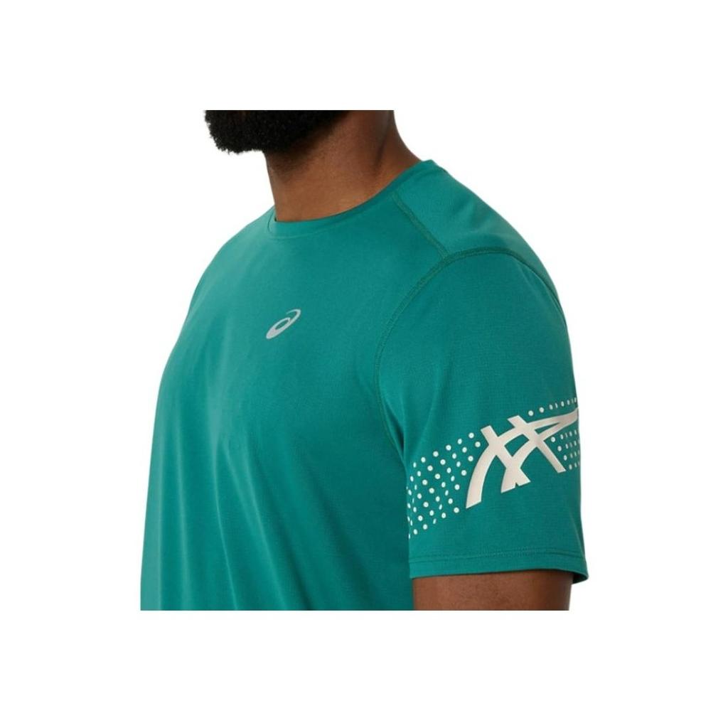 Asics Футболка-пуловер с круглым вырезом и коротким рукавом с логотипом Мужские топы Зеленый 2011D300-300