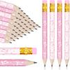 50Pcs Pink Bow Short Pencil with Eraser Trendy Bowknot Writing Pencil Wood Mini Pencils for School Classroom Office Stationery Supplies, 4 Inch