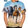 Summer Round Neck Creative Animal Horse Pattern 3D Print Top Fashionable Casual Short Sleeved Men's T-shirts
