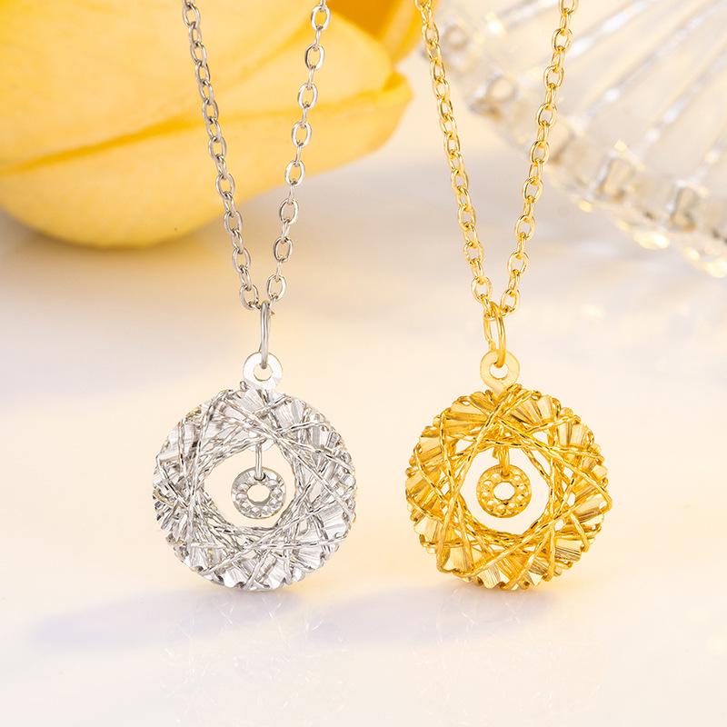 S925 sterling silver dream weaving net necklace women's flash car flower piece smart weaving pendant fashion temperament versatile collarbone chain