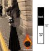 Black High-Waisted Knit A-Line Fishtail Skirt, Hip-Hugging Mid-Length Design for Spring 2025 and Autumn/Winter Women's Fashion.