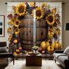 2 шт. HD тыква-бочка в виде подсолнуха, декоративная занавеска, желтая завязка, цифровая печать, занавеска для украшения дома, стиль Декабрь