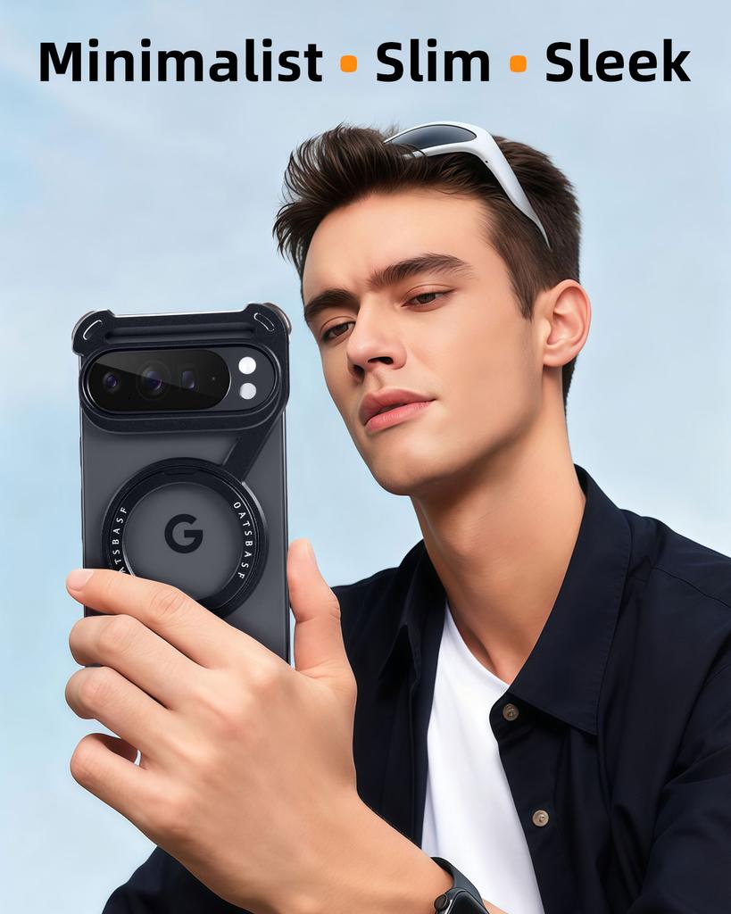 Металлическая безрамочная чехол-накладка Oatsbasf для Google Pixel 10 Pro/Pro XL с кольцом-подставкой, вращающимся на 360°, крышка для магнитной беспроводной зарядки