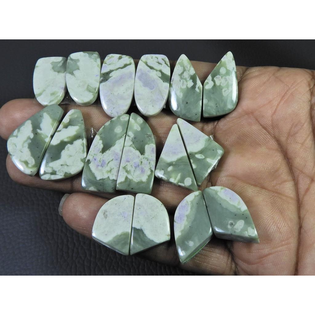 20-29 MM Natural Peace Jade Matched Pair Fancy Cabochon Gemstone 8 Pair Lot C-778